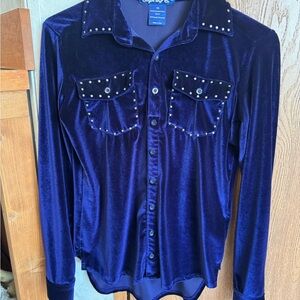 Cowgirl Tuff Deep Blue Velvet Shirt